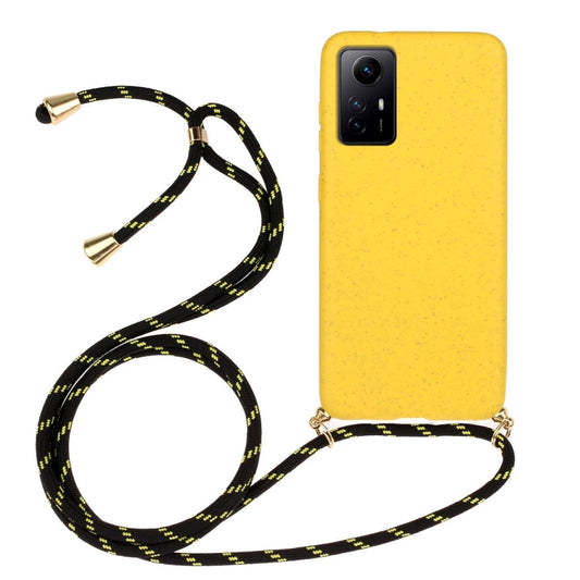 For Xiaomi Redmi Note 12S Wheat Straw Material + TPU Phone Case with Lanyard(Yellow) - Xiaomi Cases by PMC Jewellery | Online Shopping South Africa | PMC Jewellery