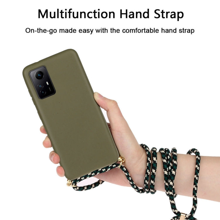 For Xiaomi Redmi Note 12S Wheat Straw Material + TPU Phone Case with Lanyard(Army Green) - Xiaomi Cases by PMC Jewellery | Online Shopping South Africa | PMC Jewellery