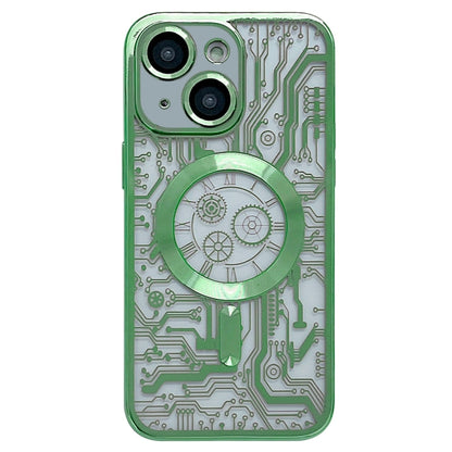 For iPhone 14 Electroplated Circuit Board Pattern MagSafe Phone Case(Green) - iPhone 14 Cases by PMC Jewellery | Online Shopping South Africa | PMC Jewellery