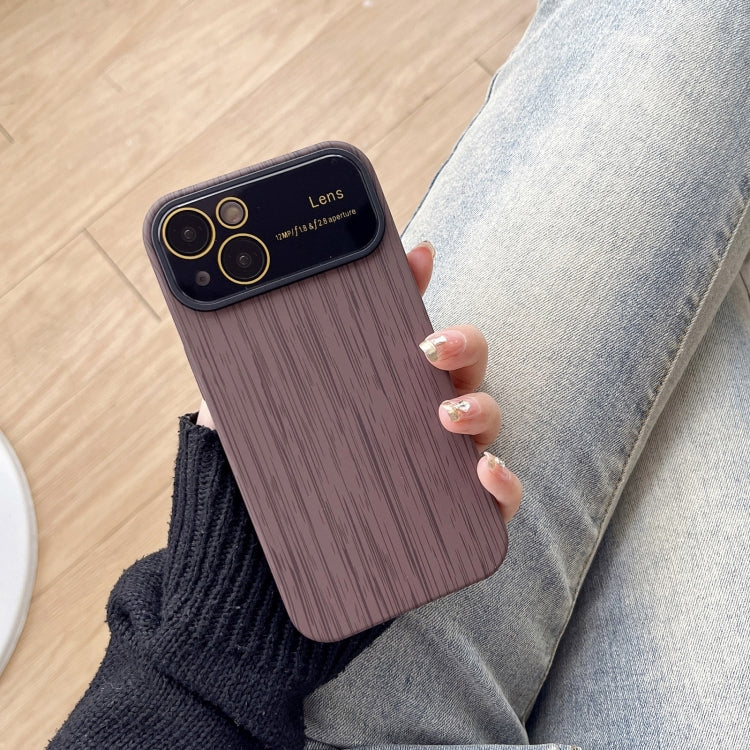 For iPhone 14 Plus Wood Grain TPU Phone Case with Lens Film(Grey) - iPhone 14 Plus Cases by PMC Jewellery | Online Shopping South Africa | PMC Jewellery