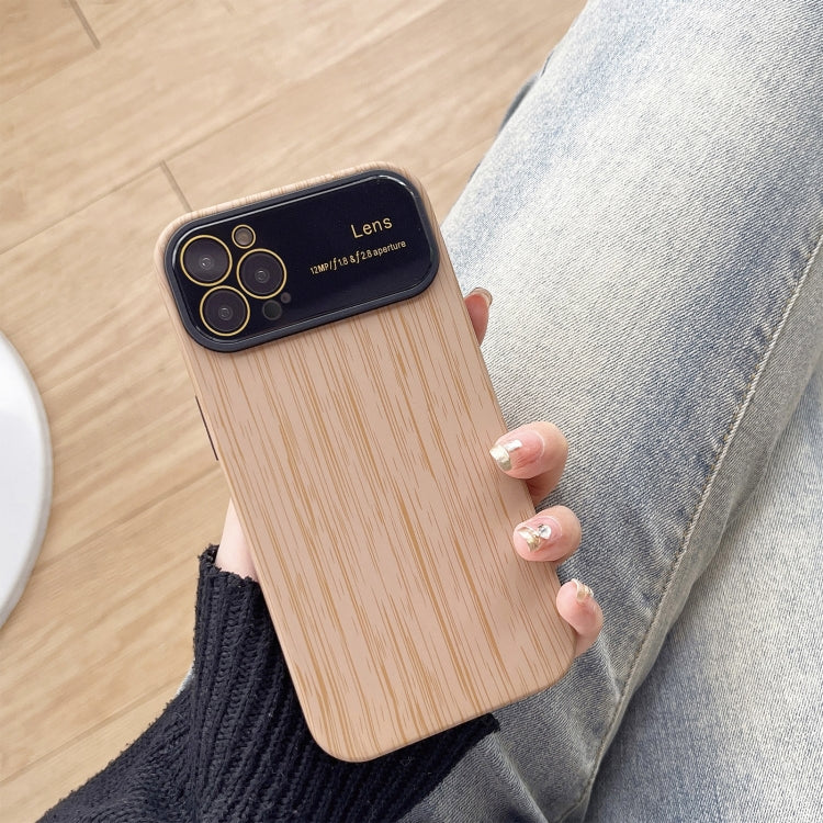 For iPhone 14 Pro Max Wood Grain TPU Phone Case with Lens Film(Khaki) - iPhone 14 Pro Max Cases by PMC Jewellery | Online Shopping South Africa | PMC Jewellery