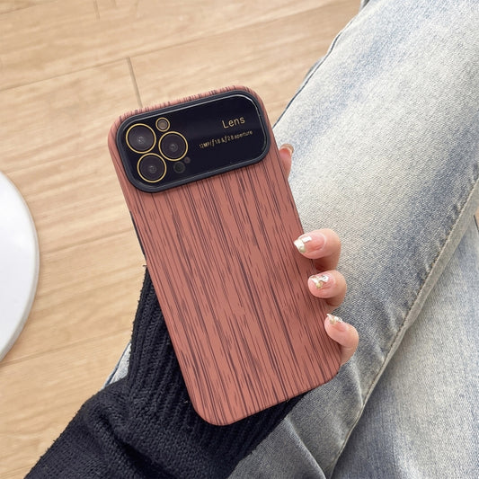 For iPhone 14 Pro Max Wood Grain TPU Phone Case with Lens Film(Brown) - iPhone 14 Pro Max Cases by PMC Jewellery | Online Shopping South Africa | PMC Jewellery