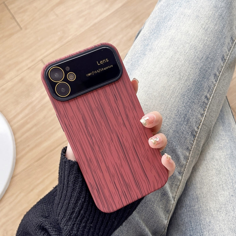 For iPhone 11 Wood Grain TPU Phone Case with Lens Film(Red) - iPhone 11 Cases by PMC Jewellery | Online Shopping South Africa | PMC Jewellery