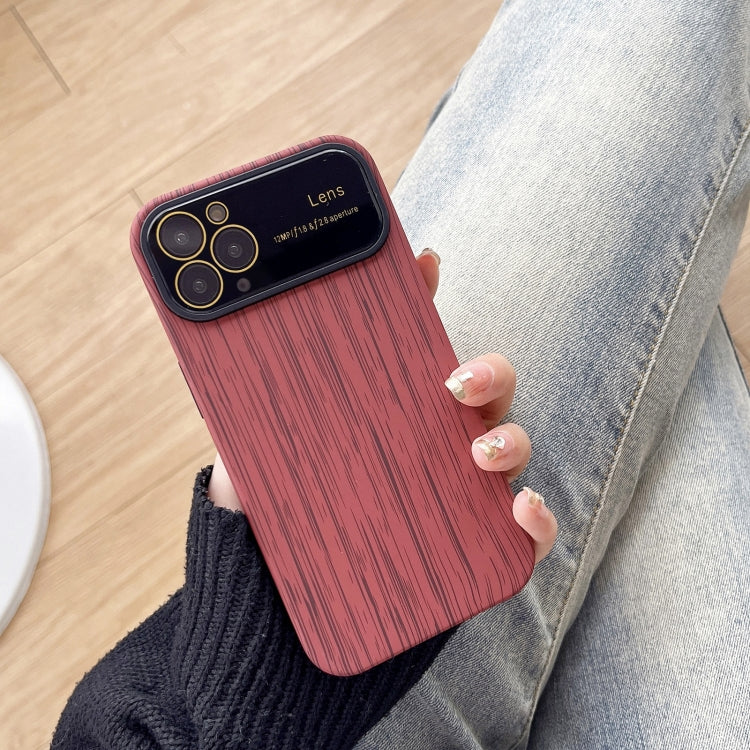 For iPhone 11 Pro Wood Grain TPU Phone Case with Lens Film(Red) - iPhone 11 Pro Cases by PMC Jewellery | Online Shopping South Africa | PMC Jewellery