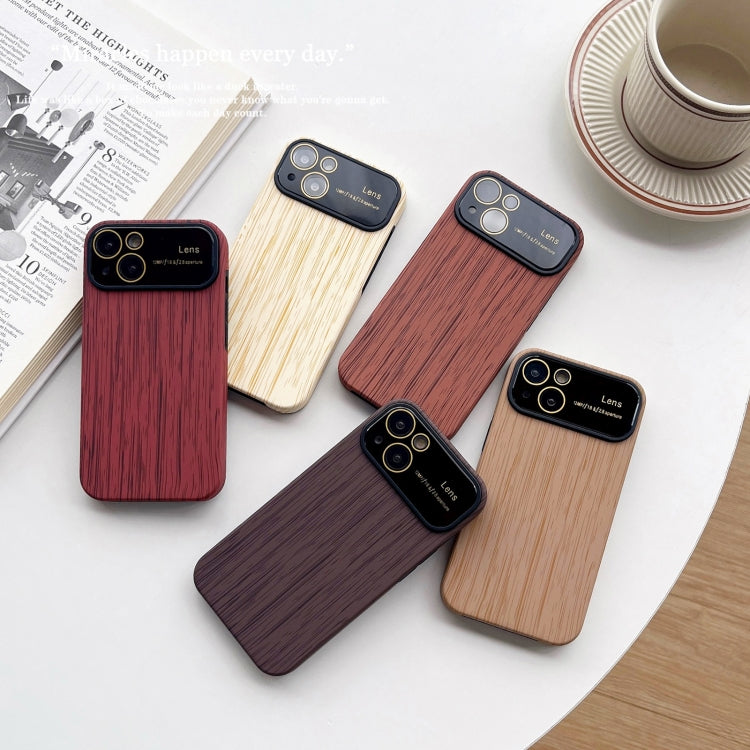 For iPhone 13 Pro Max Wood Grain TPU Phone Case with Lens Film(Red) - iPhone 13 Pro Max Cases by PMC Jewellery | Online Shopping South Africa | PMC Jewellery