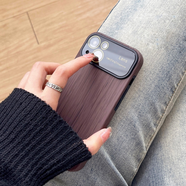 For iPhone 14 Pro Max Wood Grain TPU Phone Case with Lens Film(Khaki) - iPhone 14 Pro Max Cases by PMC Jewellery | Online Shopping South Africa | PMC Jewellery