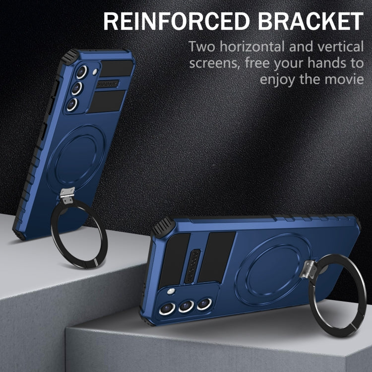 For Samsung Galaxy S21+ 5G MagSafe Magnetic Holder Phone Case(Blue) - Galaxy S21+ 5G Cases by PMC TechLife | Online Shopping South Africa | PMC TechLife
