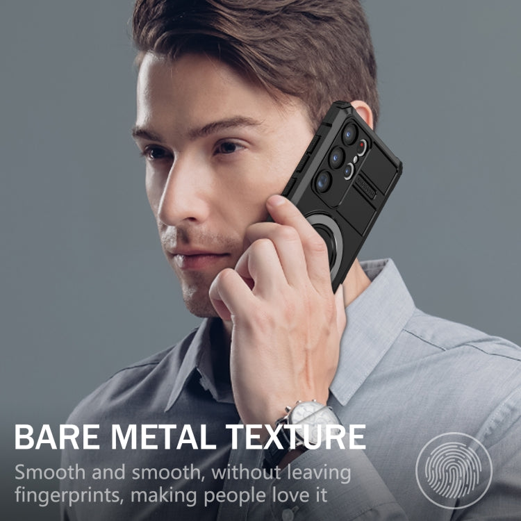 For Samsung Galaxy S23 Ultra 5G MagSafe Magnetic Holder Phone Case(Black) - Galaxy S23 Ultra 5G Cases by PMC TechLife | Online Shopping South Africa | PMC TechLife