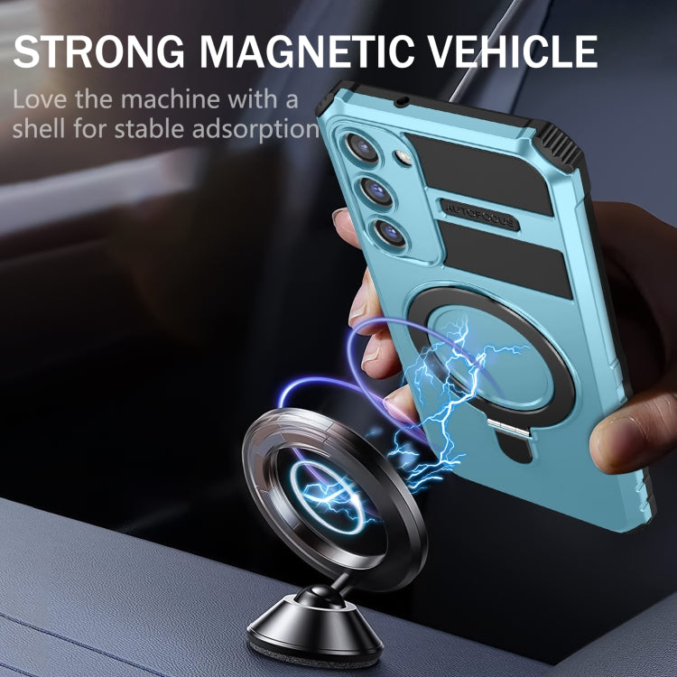 For Samsung Galaxy S23 5G MagSafe Magnetic Holder Phone Case(Light Blue) - Galaxy S23 5G Cases by PMC TechLife | Online Shopping South Africa | PMC TechLife