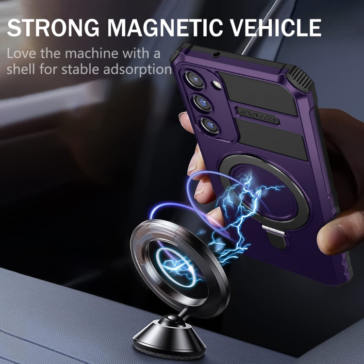 For Samsung Galaxy S23 5G MagSafe Magnetic Holder Phone Case(Purple) - Galaxy S23 5G Cases by PMC TechLife | Online Shopping South Africa | PMC TechLife