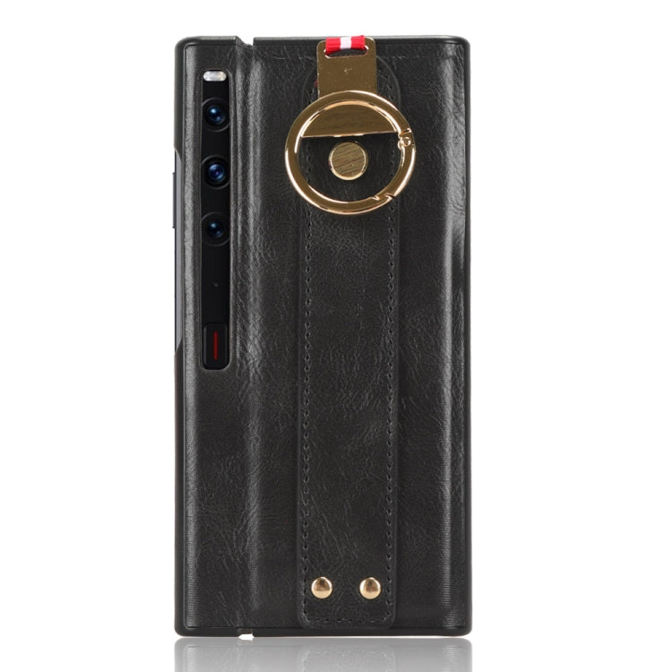 For Huawei Mate Xs 2 Wristband Leather Back Phone Case(Black) - Huawei Cases by PMC TechLife | Online Shopping South Africa | PMC TechLife | Buy Now Pay Later Mobicred