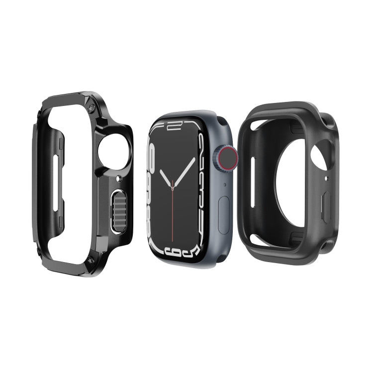 For Apple Watch Series 8 / 7 45mm 2-in-1 PC Hybrid TPU Armor Watch Case(Black) - Watch Cases by PMC TechLife | Online Shopping South Africa | PMC TechLife