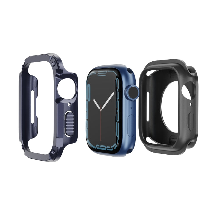 For Apple Watch Series 8 / 7 45mm 2-in-1 PC Hybrid TPU Armor Watch Case(Midnight Blue) - Watch Cases by PMC Jewellery | Online Shopping South Africa | PMC Jewellery