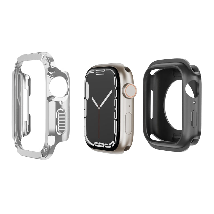 For Apple Watch Series 8 / 7 45mm 2-in-1 PC Hybrid TPU Armor Watch Case(Silver Gray) - Watch Cases by PMC TechLife | Online Shopping South Africa | PMC TechLife
