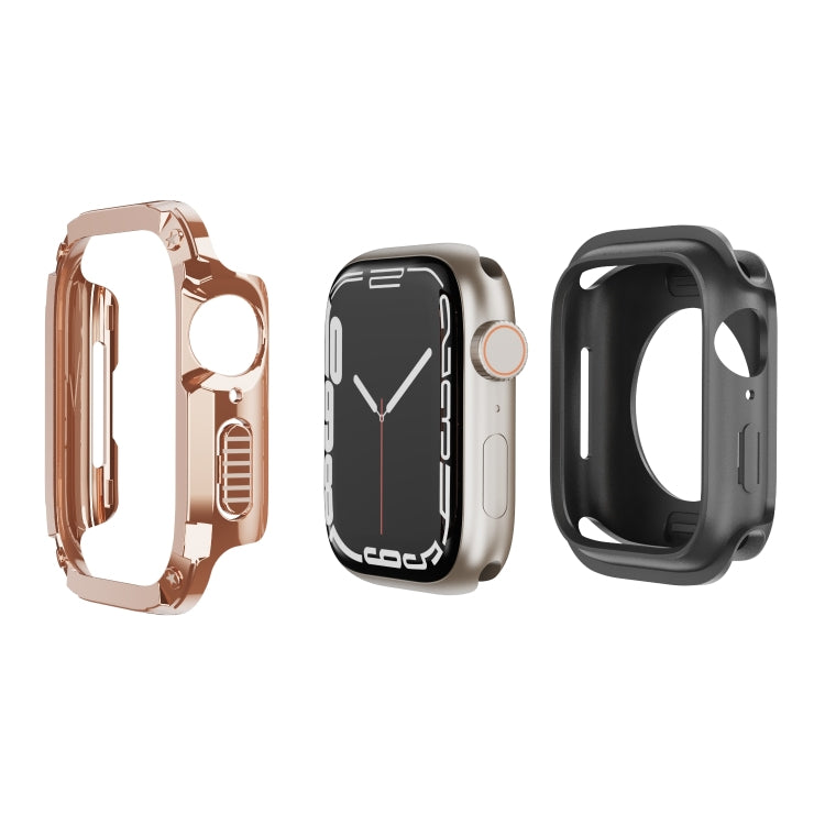 For Apple Watch Series 8 / 7 41mm 2-in-1 PC Hybrid TPU Armor Watch Case(Rose Gold) - Watch Cases by PMC TechLife | Online Shopping South Africa | PMC TechLife
