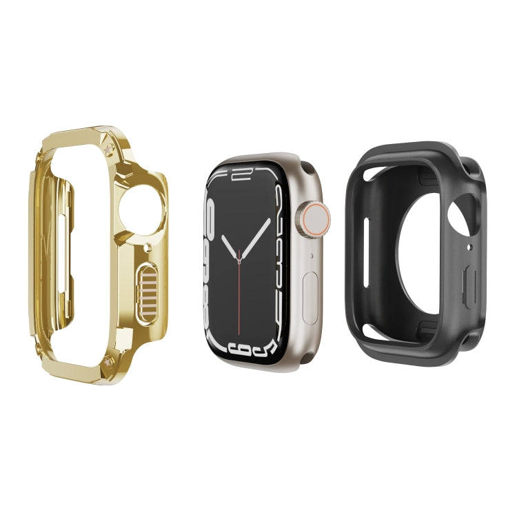 For Apple Watch Series 8 / 7 41mm 2-in-1 PC Hybrid TPU Armor Watch Case(Gold) - Watch Cases by PMC TechLife | Online Shopping South Africa | PMC TechLife