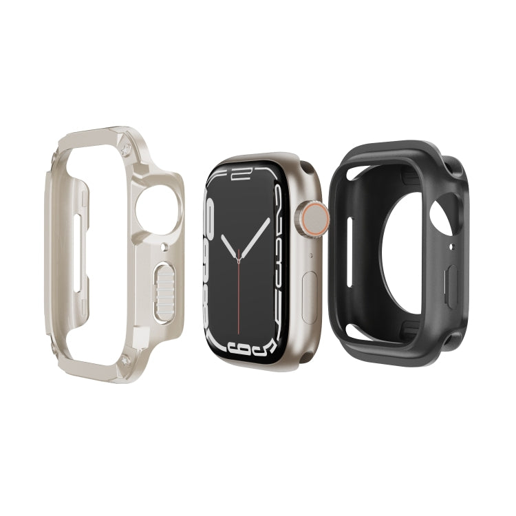 For Apple Watch Series 8 / 7 41mm 2-in-1 PC Hybrid TPU Armor Watch Case(Starlight) - Watch Cases by PMC TechLife | Online Shopping South Africa | PMC TechLife