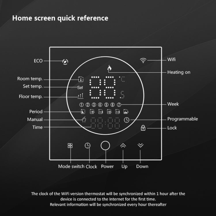 BHT-008GBLW 95-240V AC 16A Smart Home Electric Heating LED Thermostat With WiFi(Black) - Thermostat & Thermometer by PMC TechLife | Online Shopping South Africa | PMC TechLife