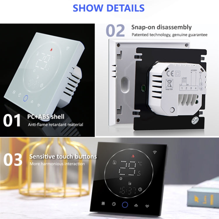 BHT-008GALW 95-240V AC 5A Smart Home Water Heating LED Thermostat With WiFi(White) - Thermostat & Thermometer by PMC TechLife | Online Shopping South Africa | PMC TechLife