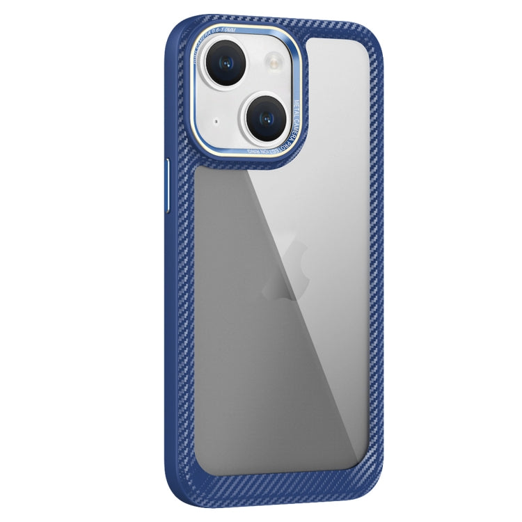 For iPhone 13 Carbon Fiber Transparent Back Panel Phone Case(Blue) - free shipping - PMC TechLife - Order now!
