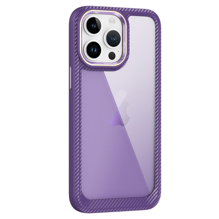 For iPhone 13 Pro Carbon Fiber Transparent Back Panel Phone Case(Purple) - free shipping - PMC TechLife - Order now!