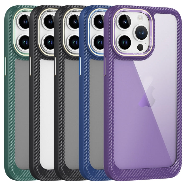 For iPhone 14 Carbon Fiber Transparent Back Panel Phone Case(Black + Transparent Black) - free shipping - PMC TechLife - Order now!