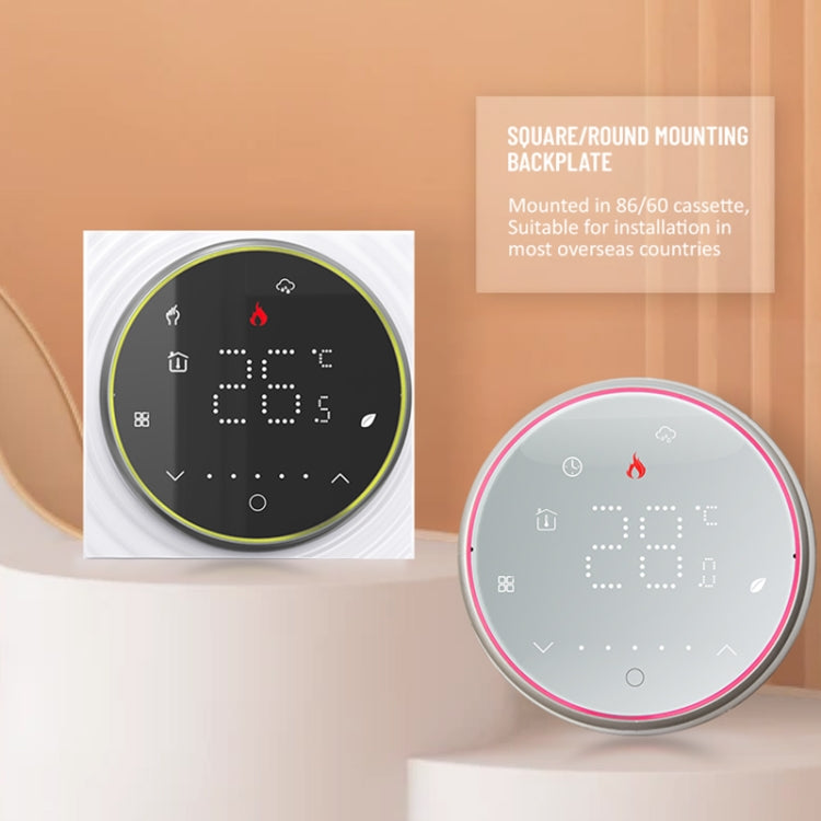 BHT-6001GAL 95-240V AC 5A Smart Round Thermostat Water Heating LED Thermostat Without WiFi(White) - Thermostat & Thermometer by PMC Jewellery | Online Shopping South Africa | PMC Jewellery