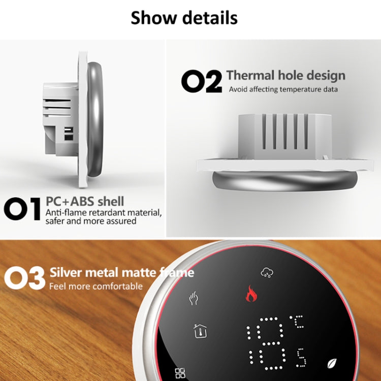 BHT-6001GAL 95-240V AC 5A Smart Round Thermostat Water Heating LED Thermostat Without WiFi(White) - Thermostat & Thermometer by PMC TechLife | Online Shopping South Africa | PMC TechLife