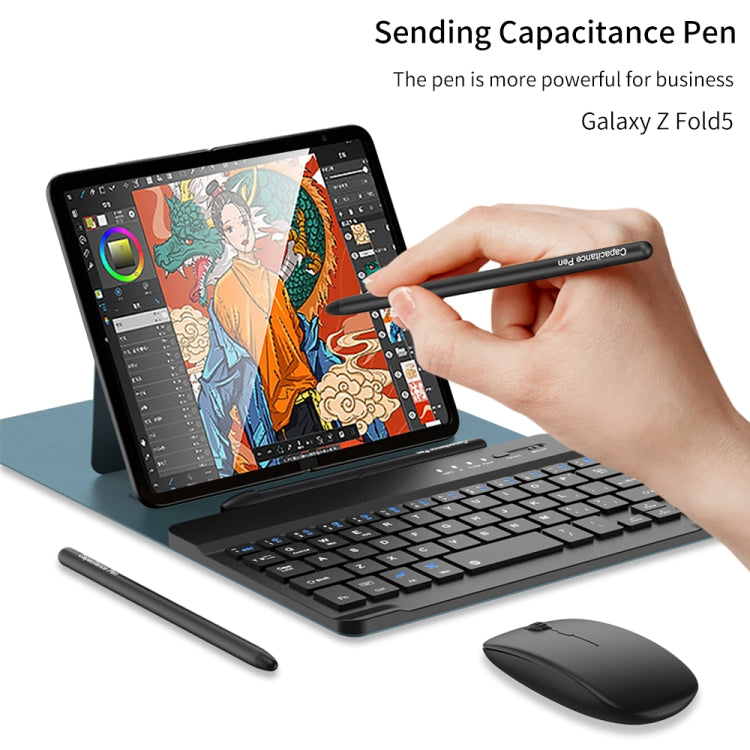 For Samsung Galaxy Z Fold5 GKK Gear Adjustment Bluetooth Keyboard Leather Case with Pen + Keyboard + Mouse + Case(Carbon Fibre) - Samsung Keyboard by GKK | Online Shopping South Africa | PMC Jewellery