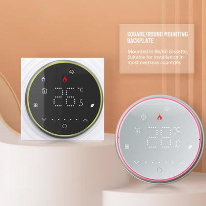 BHT-6001GBL 95-240V AC 16A Smart Round Thermostat Electric Heating LED Thermostat Without WiFi(White) - Thermostat & Thermometer by PMC Jewellery | Online Shopping South Africa | PMC Jewellery