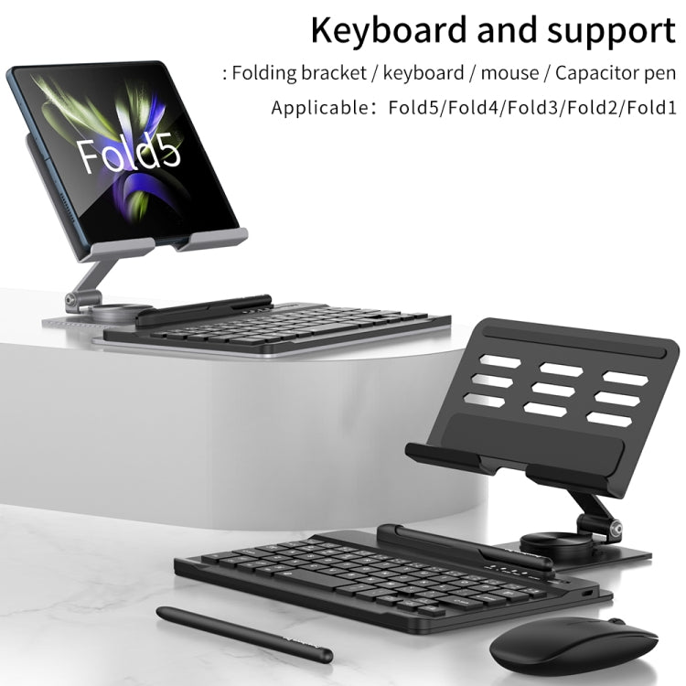 For Samsung Galaxy Z Fold5 GKK Folding Bluetooth Keyboard Holder with Pen + Holder + Keyboard + Mouse(Silver) - Samsung Keyboard by GKK | Online Shopping South Africa | PMC Jewellery