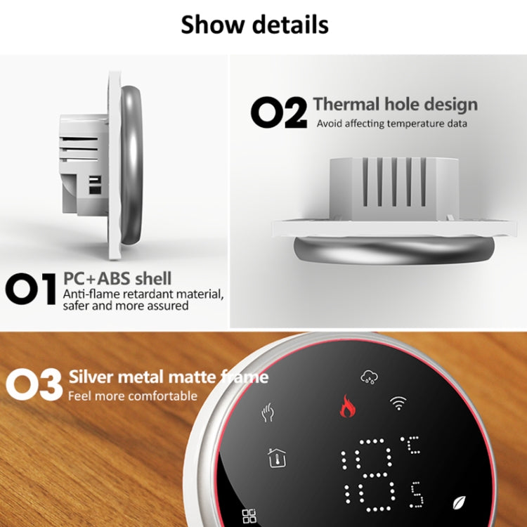 BHT-6001GCLW 95-240V AC 5A Smart Round Thermostat Boiler Heating LED Thermostat With WiFi(Black) - Thermostat & Thermometer by PMC TechLife | Online Shopping South Africa | PMC TechLife