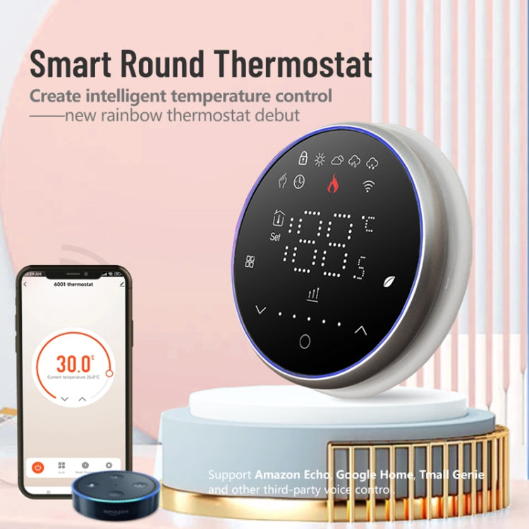 BHT-6001GCLW 95-240V AC 5A Smart Round Thermostat Boiler Heating LED Thermostat With WiFi(Black) - Thermostat & Thermometer by PMC TechLife | Online Shopping South Africa | PMC TechLife