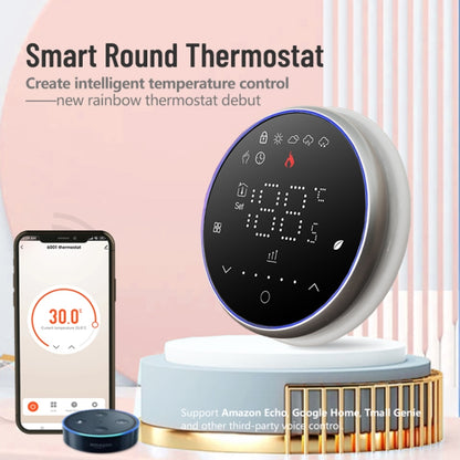 BHT-6001GCL 95-240V AC 5A Smart Round Thermostat Boiler Heating LED Thermostat Without WiFi(White) - Thermostat & Thermometer by PMC Jewellery | Online Shopping South Africa | PMC Jewellery