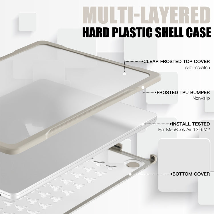 For MacBook Air 13.6 inch A2681 2022 Translucent Laptop Protective Case(Khaki) - MacBook Air Cases by PMC TechLife | Online Shopping South Africa | PMC TechLife