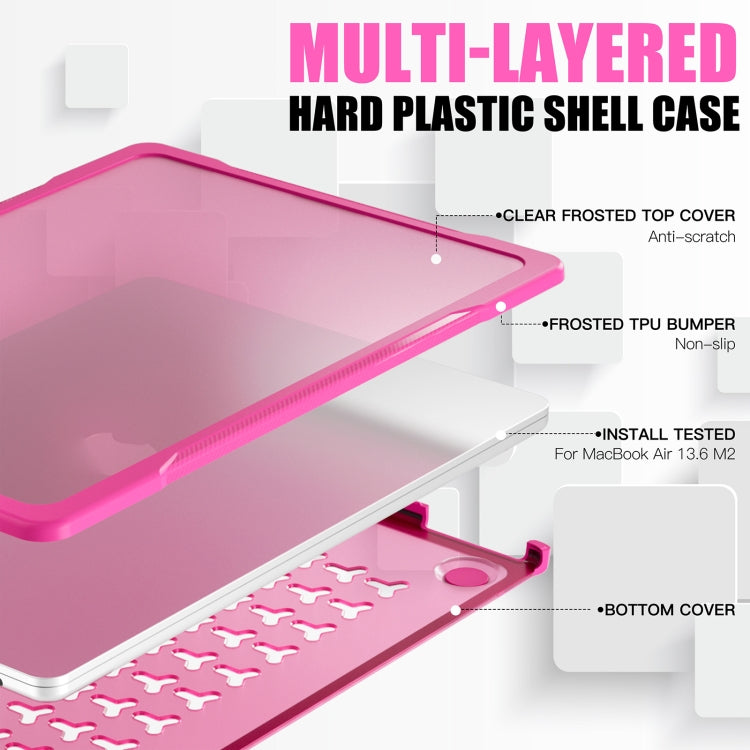 For MacBook Air 13.6 inch A2681 2022 Translucent Laptop Protective Case(Rose Red) - MacBook Air Cases by PMC Jewellery | Online Shopping South Africa | PMC Jewellery