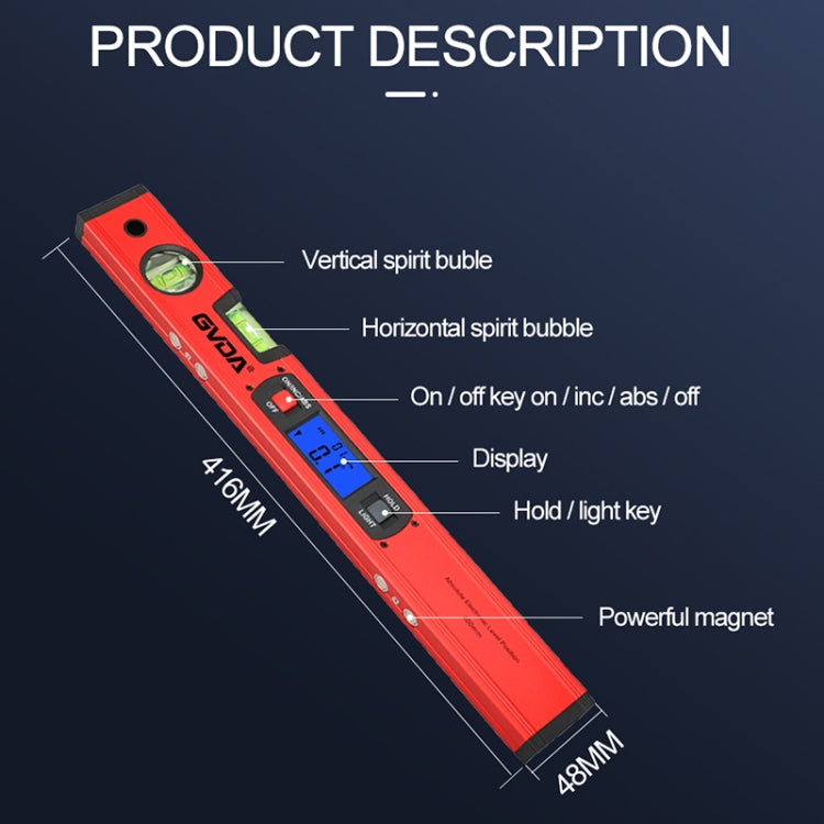 GVDA GD-H400M Digital Level 360 Measure Protractor Level Ruler(Red) - free shipping - PMC TechLife - Order now!