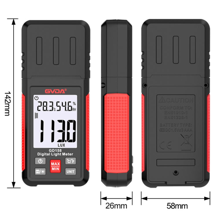 GVDA GD158 200000Lux Digital Light Meter Tester Brightness Photometer - free shipping - PMC TechLife - Order now!