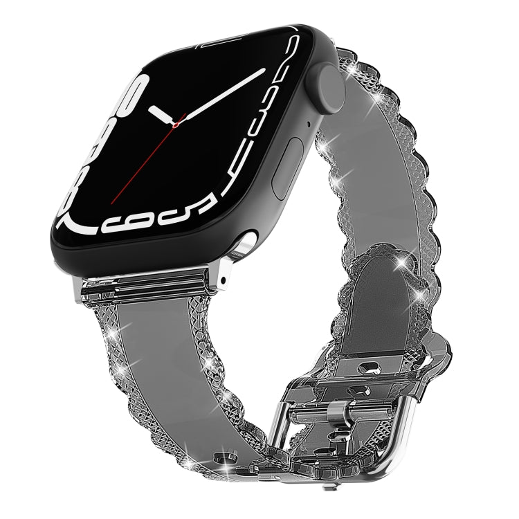 For Apple Watch SE 2022 40mm Diamond Texture Lace Clear TPU Watch Band(Black) - Watch Bands by PMC Jewellery | Online Shopping South Africa | PMC Jewellery