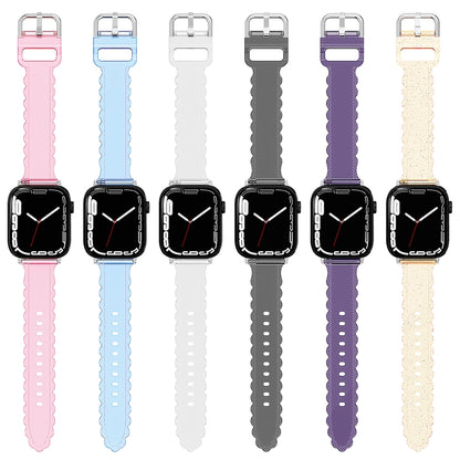 For Apple Watch 7 41mm Diamond Texture Lace Clear TPU Watch Band(Transparent) - Watch Bands by PMC Jewellery | Online Shopping South Africa | PMC Jewellery