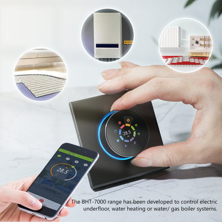 BHT-7000-GCLZB 240V AC 3A Smart Knob Thermostat Dry Junction Controller with Zigbee(Gold) - Thermostat & Thermometer by PMC TechLife | Online Shopping South Africa | PMC TechLife