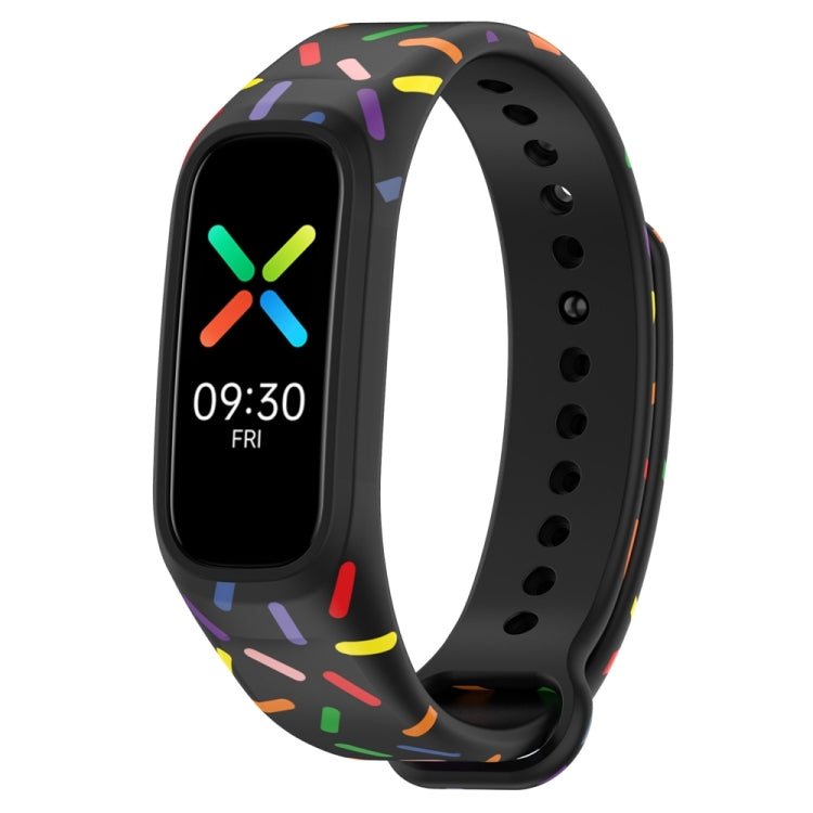 For OPPO Band Sports Rainbow Dots Silicone Watch Band(Black) -  by PMC Jewellery | Online Shopping South Africa | PMC Jewellery