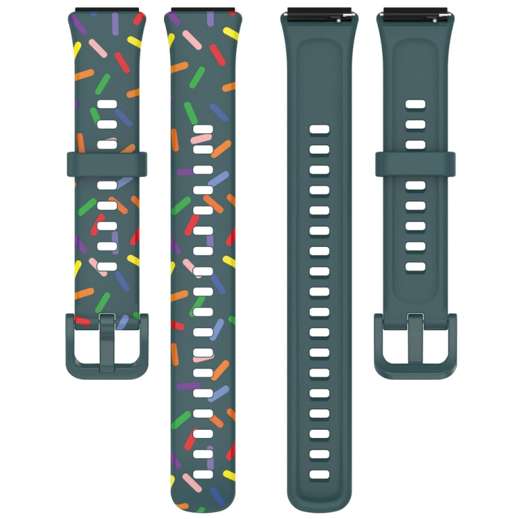 For Huawei Band 7 Sports Rainbow Dots Silicone Watch Band(Dark Green) - Watch Bands by PMC TechLife | Online Shopping South Africa | PMC TechLife
