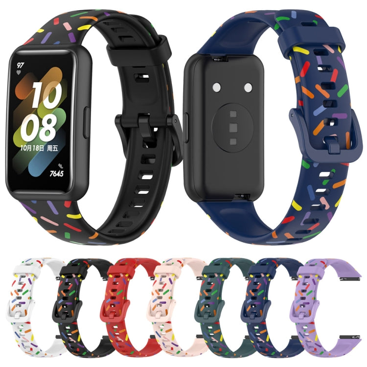 For Huawei Band 7 Sports Rainbow Dots Silicone Watch Band(White) - Watch Bands by PMC TechLife | Online Shopping South Africa | PMC TechLife