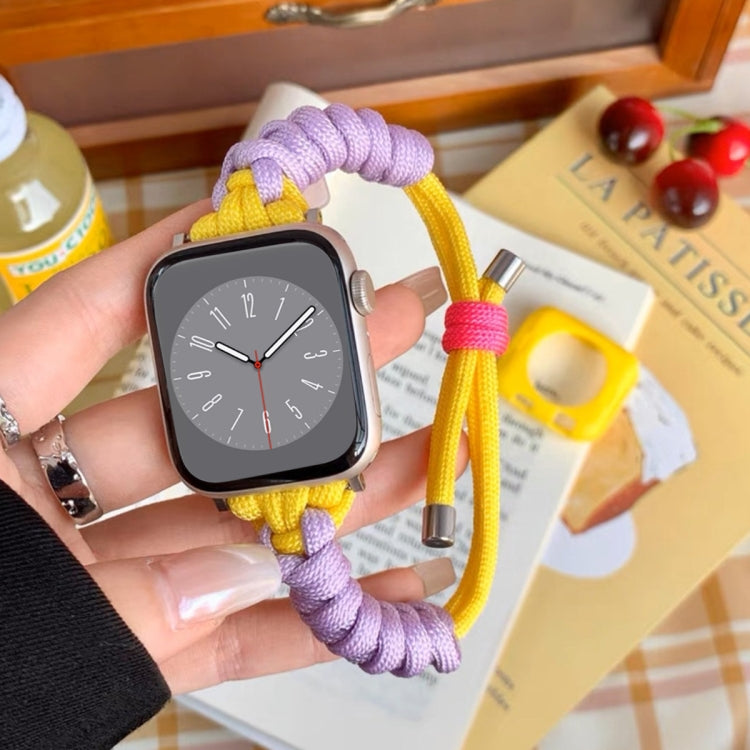 For Apple Watch 8 45mm Twist Knotted Nylon Watch Band(Purple Yellow) - Watch Bands by PMC Jewellery | Online Shopping South Africa | PMC Jewellery