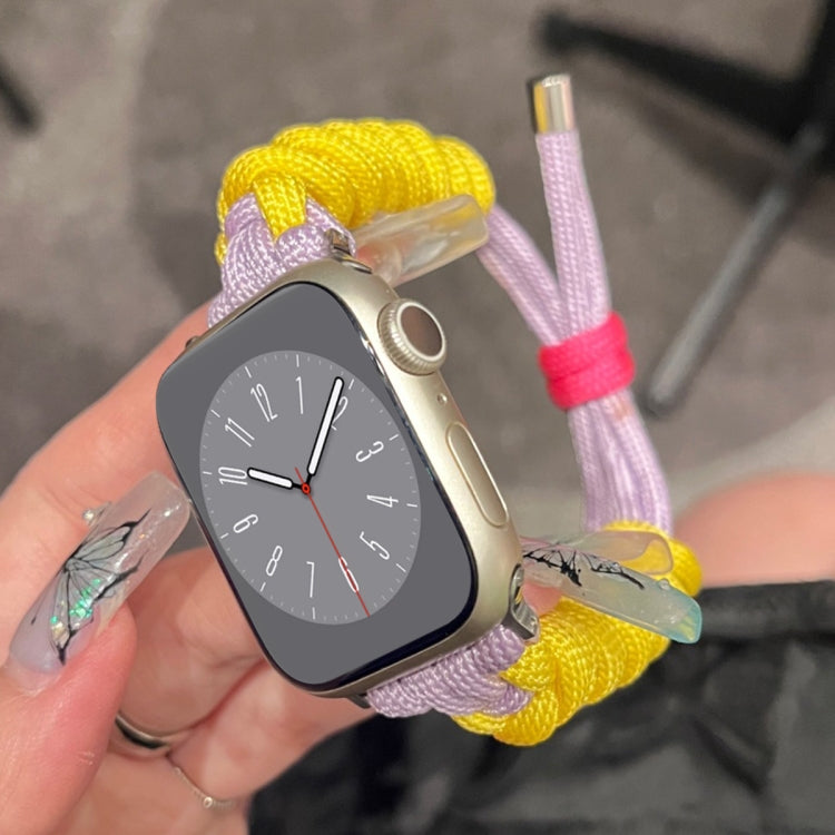 For Apple Watch 7 41mm Twist Knotted Nylon Watch Band(Yellow Purple) - Watch Bands by PMC TechLife | Online Shopping South Africa | PMC TechLife