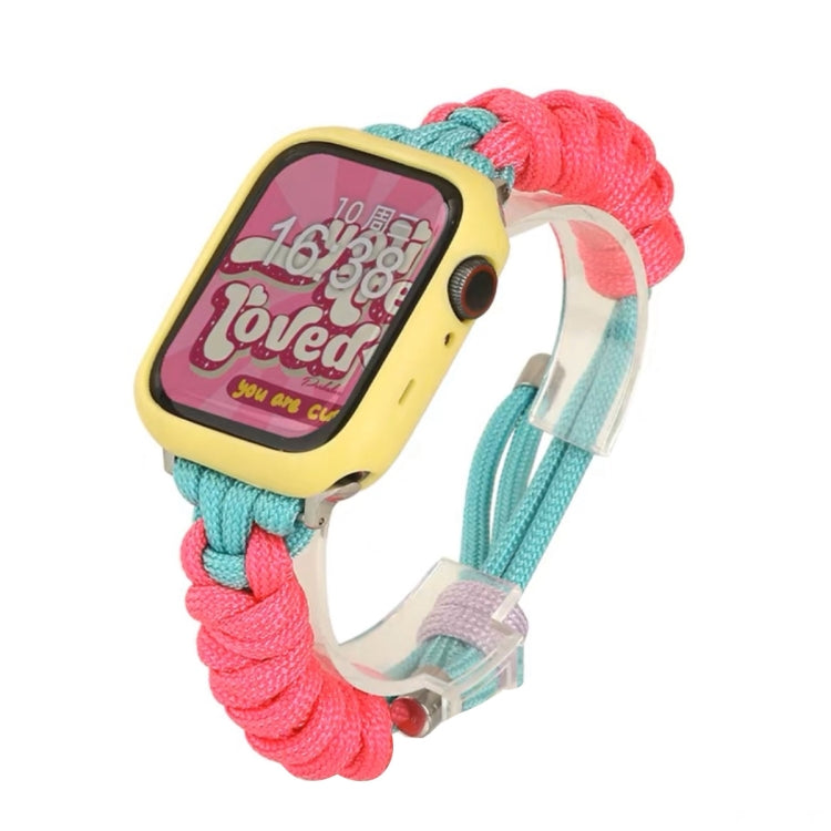 For Apple Watch 6 40mm Twist Knotted Nylon Watch Band(Rose Red Mint Green) - Watch Bands by PMC TechLife | Online Shopping South Africa | PMC TechLife