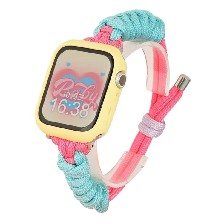 For Apple Watch 4 44mm Twist Knotted Nylon Watch Band(Mint Green Rose Red) - Watch Bands by PMC TechLife | Online Shopping South Africa | PMC TechLife