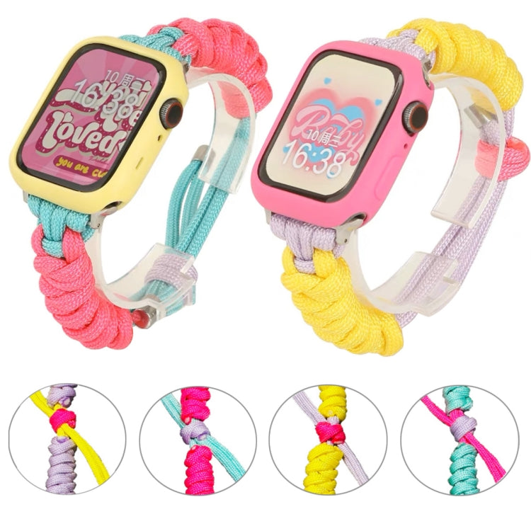 For Apple Watch 3 38mm Twist Knotted Nylon Watch Band(Rose Red Mint Green) - Watch Bands by PMC TechLife | Online Shopping South Africa | PMC TechLife