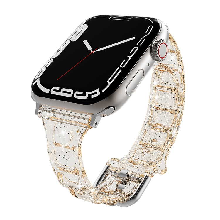 For Apple Watch 7 45mm Cube Airbag Clear TPU Watch Band(Gold) - Watch Bands by PMC TechLife | Online Shopping South Africa | PMC TechLife